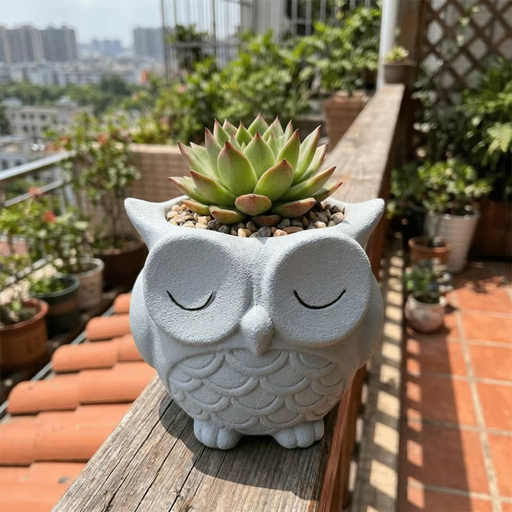 Pot à plantes créatif en céramique en forme de hibou
