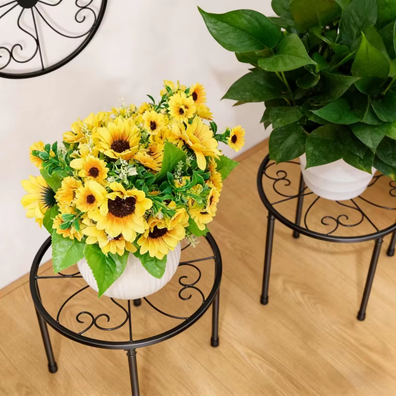 Support de fleurs minimaliste en métal noir