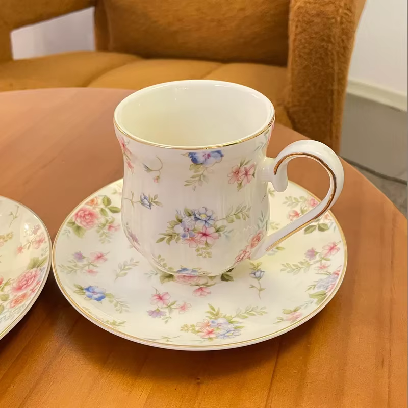 Ensemble de tasses à café en céramique, Vintage anglais cassé, fleur, tasse à thé camélia de l'après-midi, Phnom Penh, tasse de luxe légère en céramique, tasse de cuisine