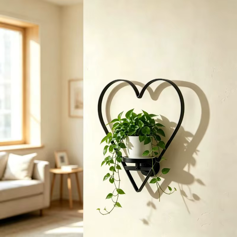 Support mural en forme de cœur pour plantes