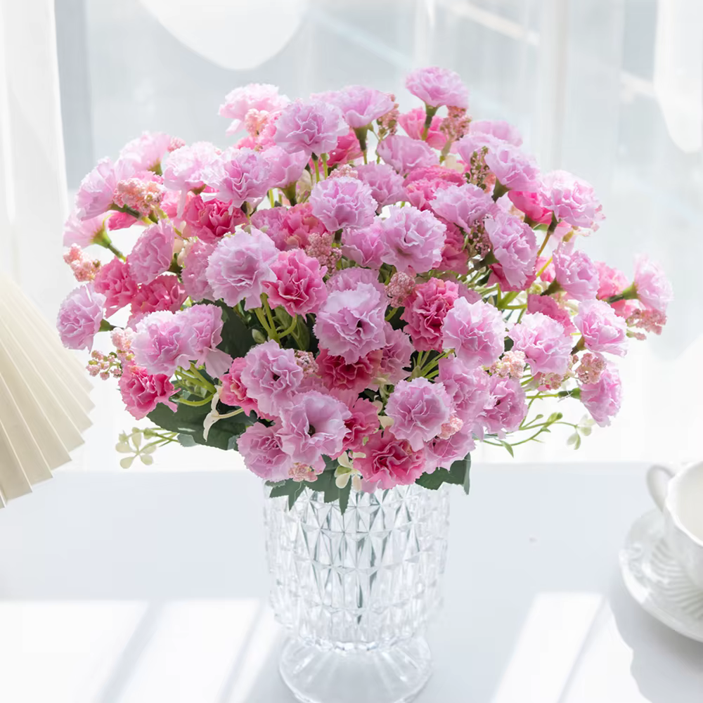 Couronne d'oeillets de fleurs artificielles