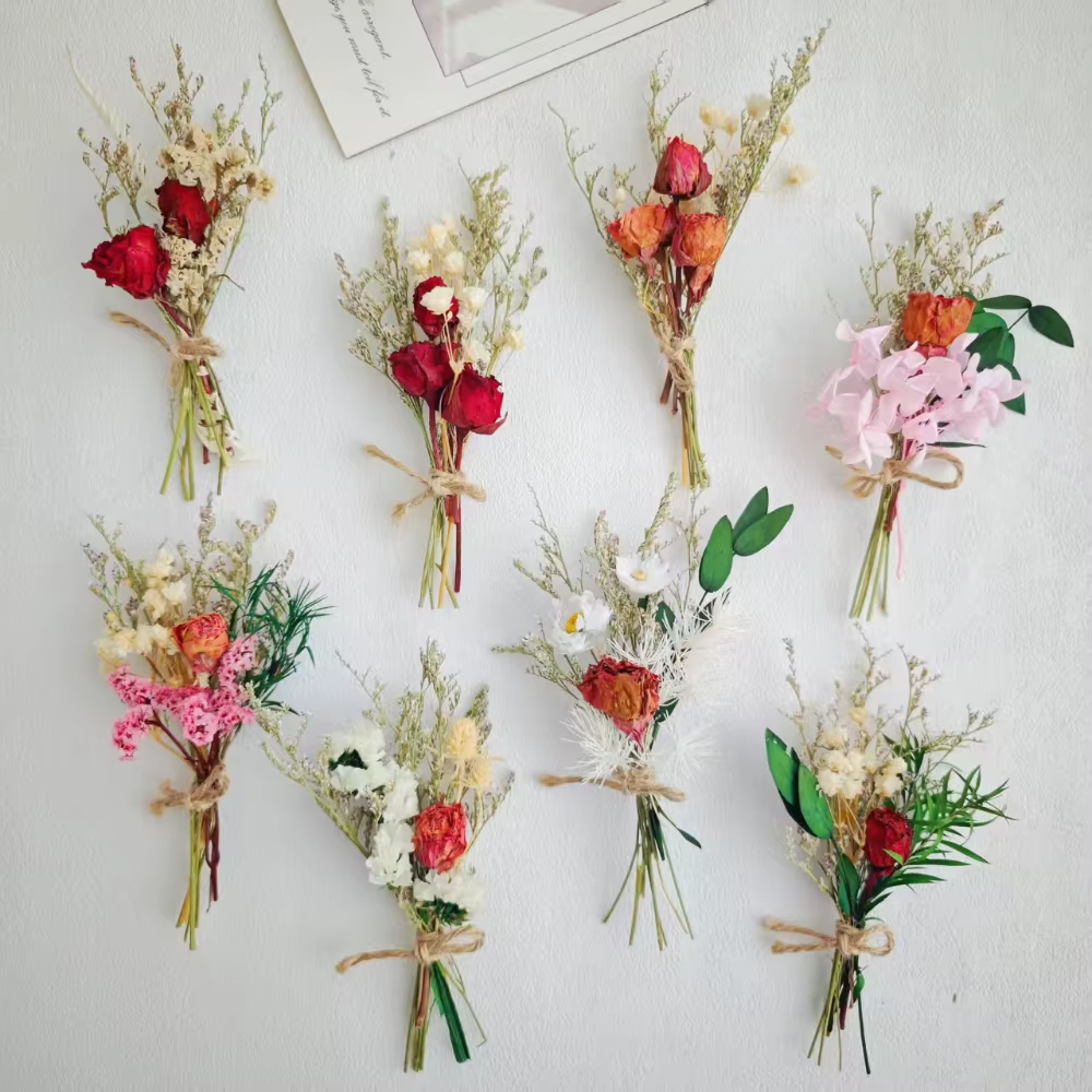 Fleurs préservées, bouquet de fleurs séchées faciles à utiliser