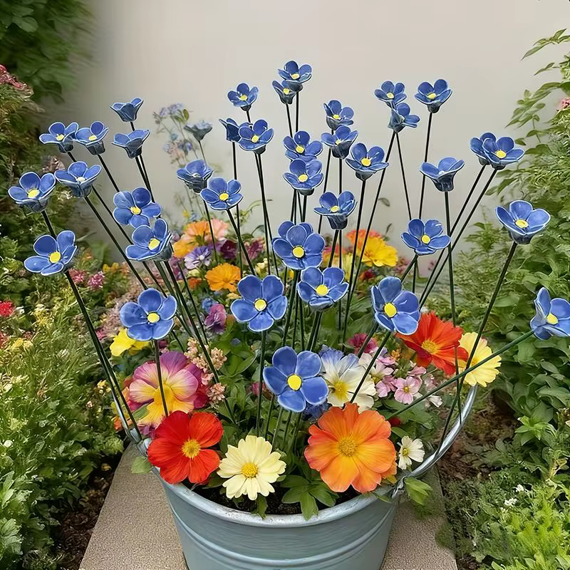 6/8/10 pièces de fleurs éternelles en céramique artisanales