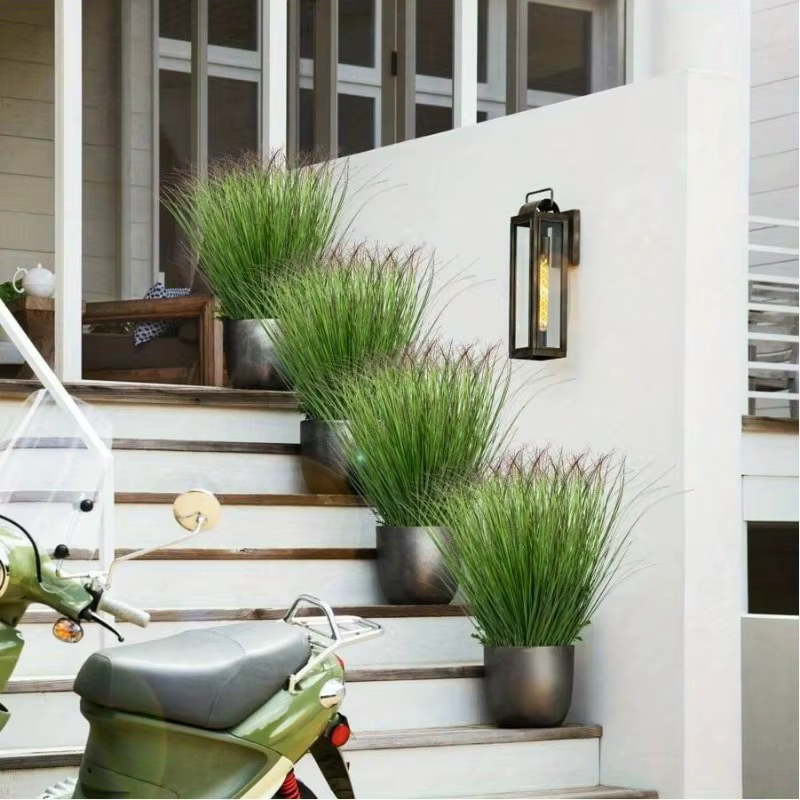 10 plantes vertes artificielles - Herbe d'oignon en résine adaptée à la décoration intérieure/extérieure - Peut être utilisée pour les décorations de mariages et de fêtes