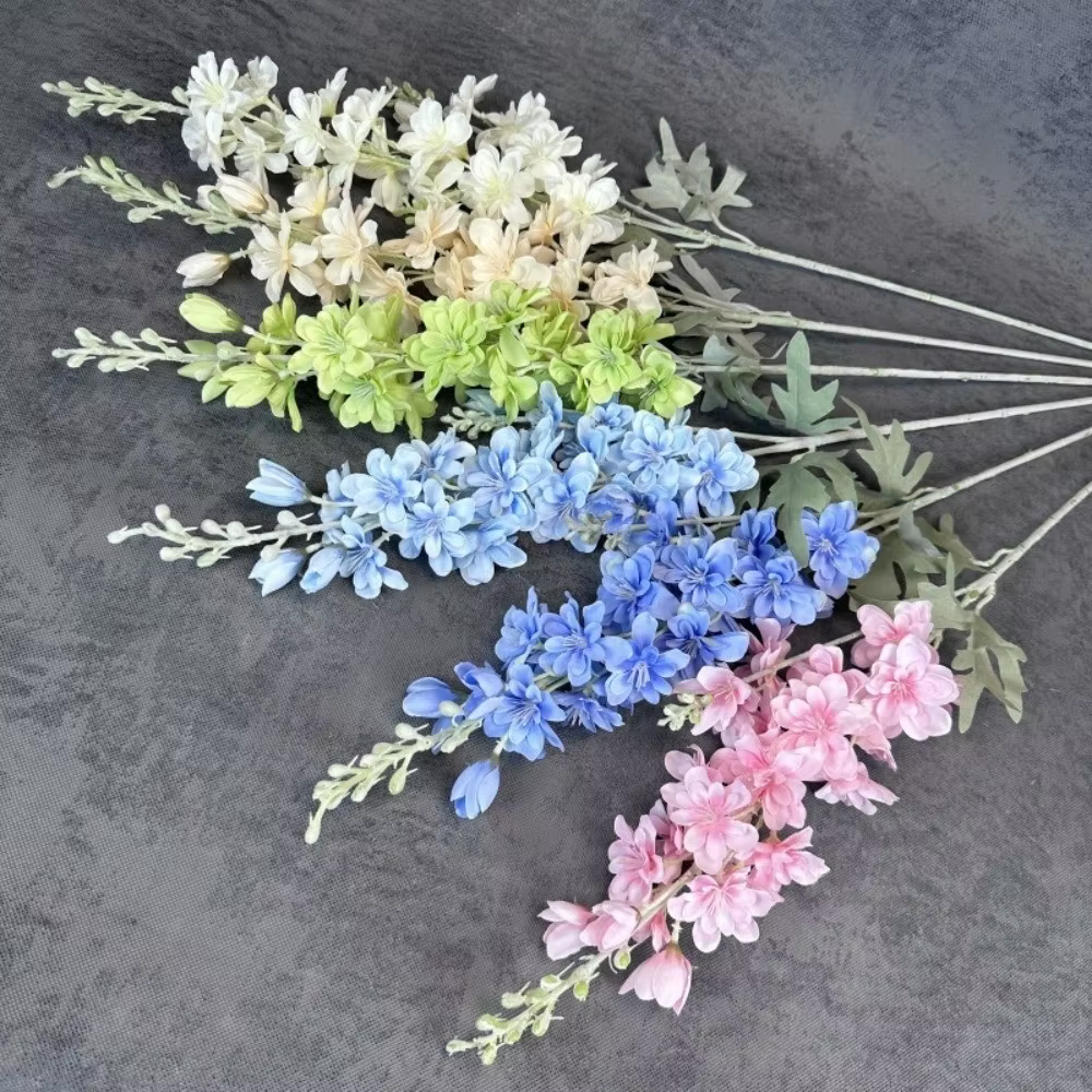 Nouvelles Grandes Fleurs Artificielles de Delphinium à 2 Branches