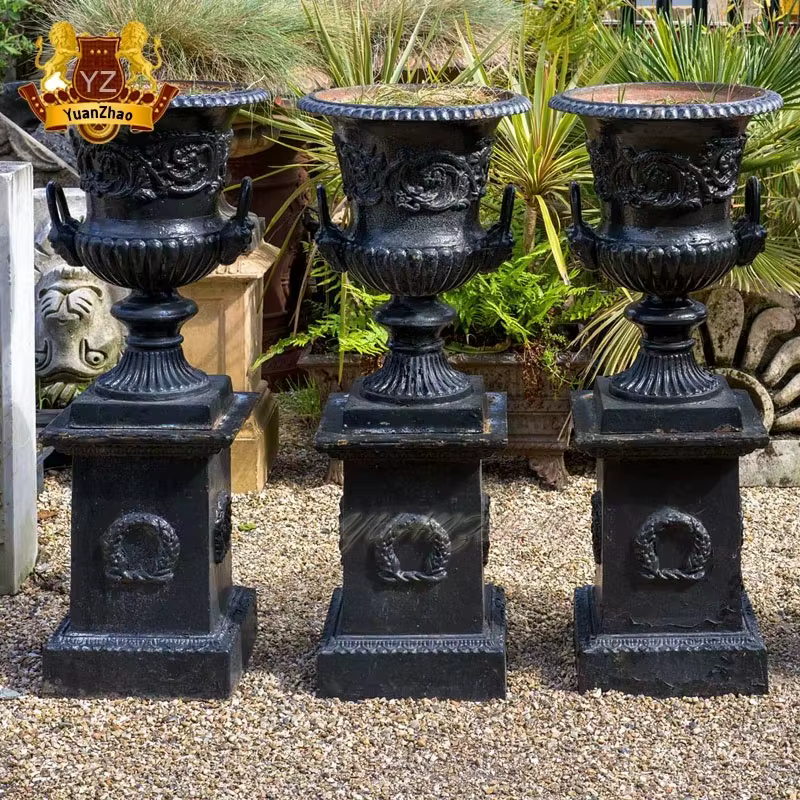 Pot de fleur artisanal en métal, décoration de jardin extérieur, en fonte