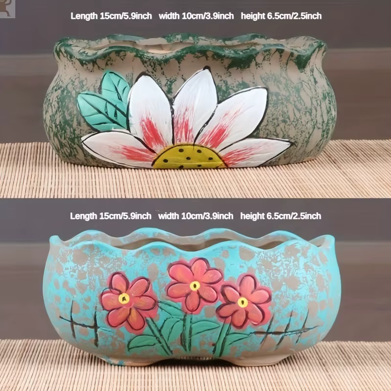 Ensemble de pots à succulentes en céramique peints à la main