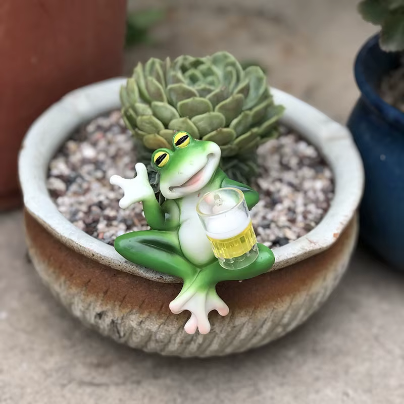 Décoration de jardin en forme de grenouille pour pots
