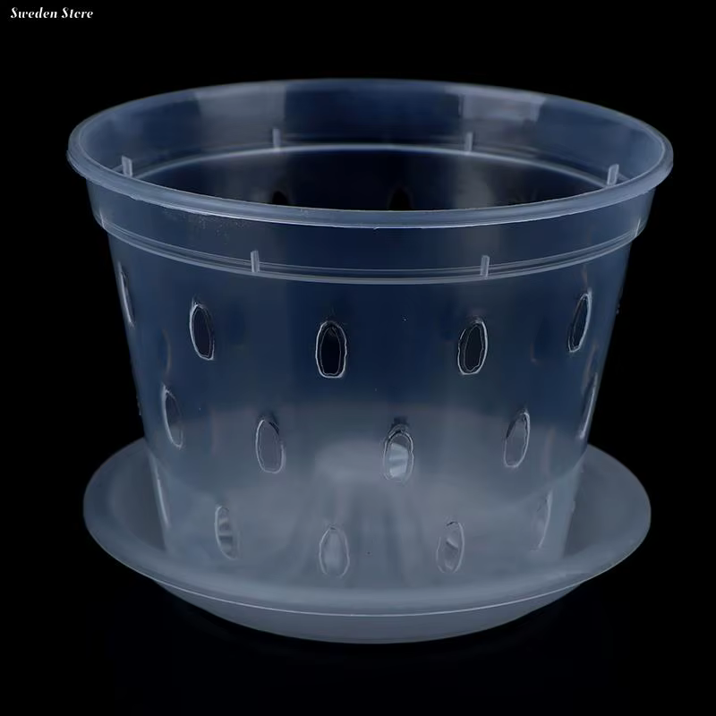 Pot de fleurs transparent avec trous