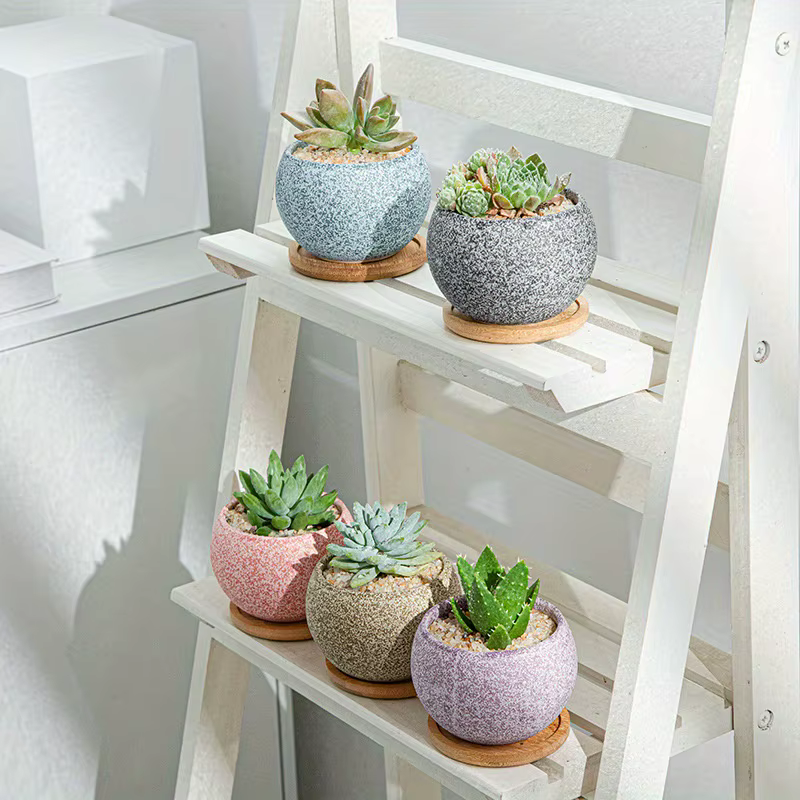 1pc Pot de fleur mignon jardinières succulentes créatives Pots de jardinage à la maison en céramique