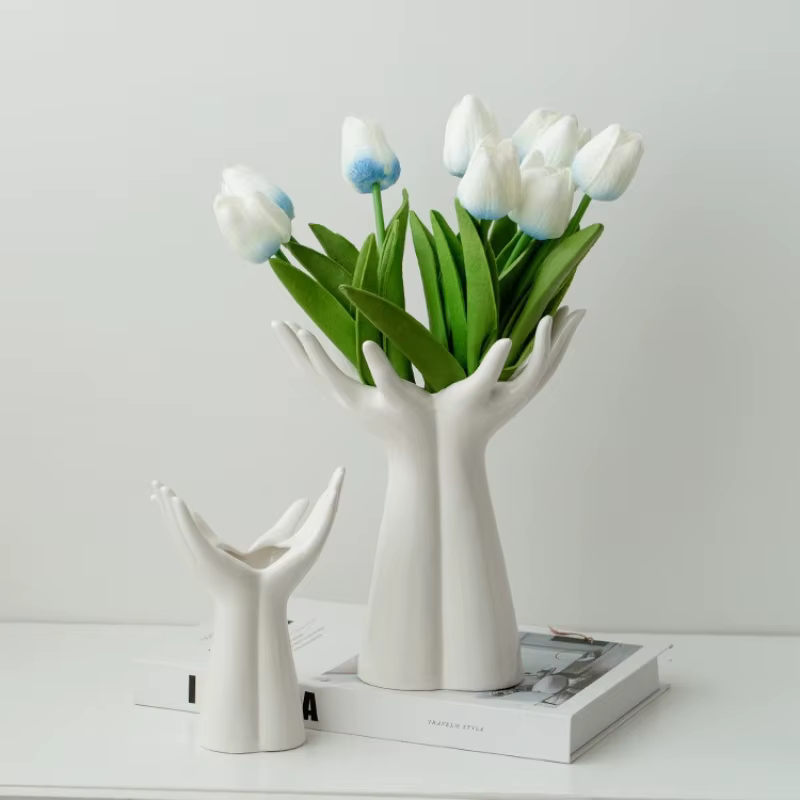 Vase en céramique bras de main Bouquet de paume accessoires d'arrangement de fleurs
