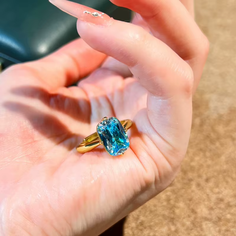 Bague rétro pour femme en diamant Paraiba, taille fleur de glace, ensemble de bijoux de fiançailles en diamant bleu marine