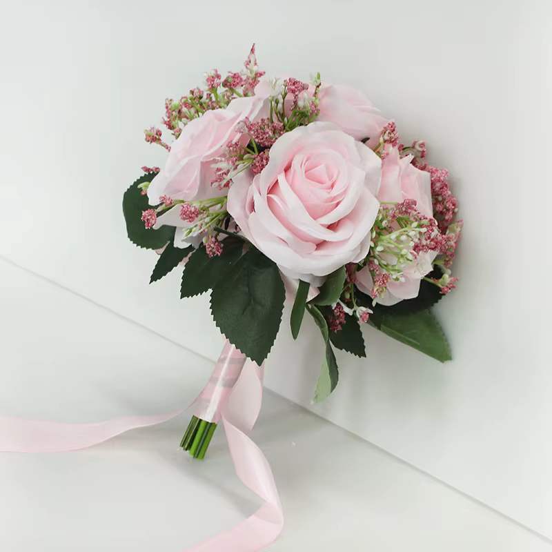 YO CHO Bouquet de fleurs artificielles mariée fleur de mariage soie Rose souffle de bébé