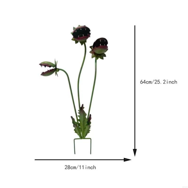 Sculpture plante mangeuse d'insectes en métal fabriquée à main pour les décors jardin ajoute charme à quel