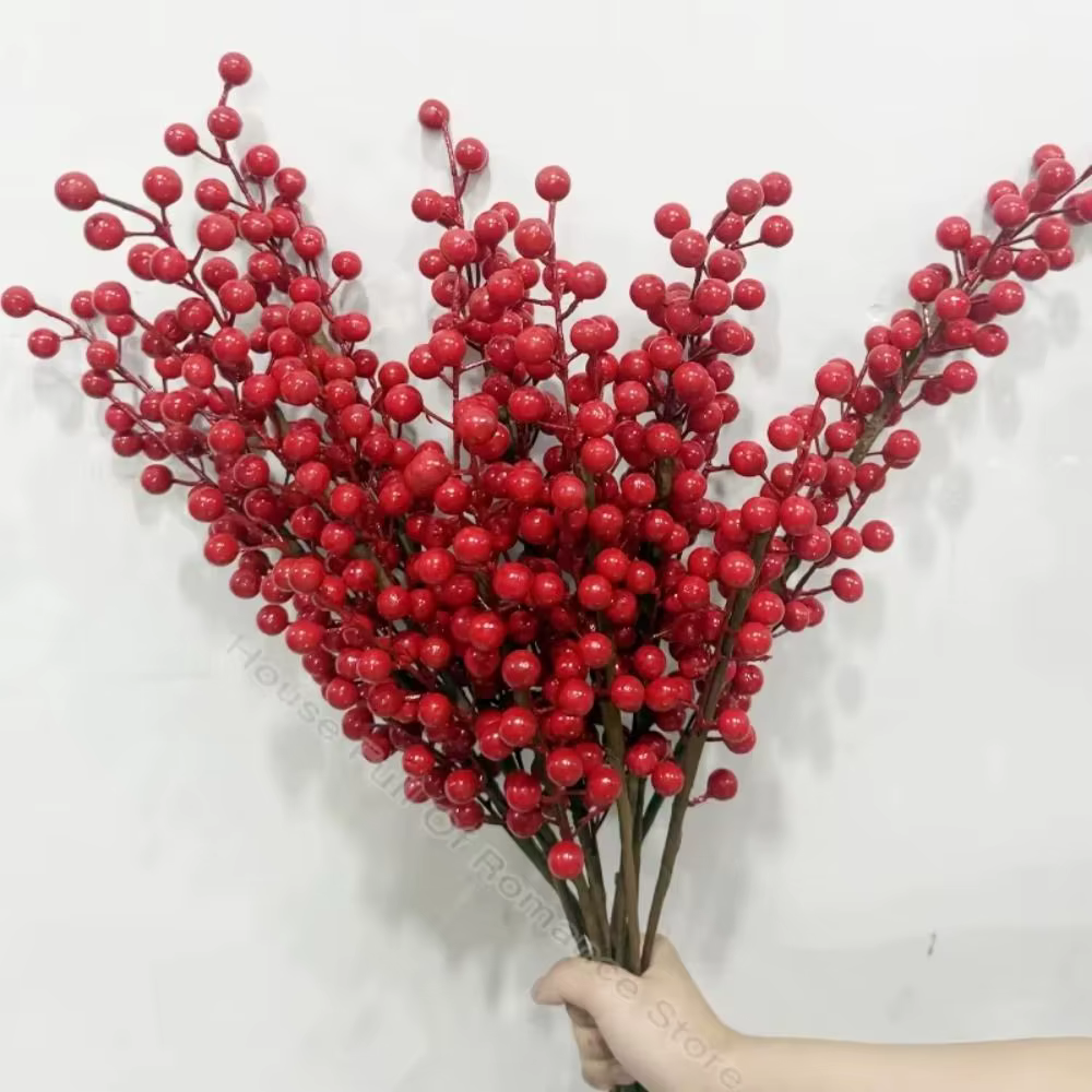 Artisanat bricolage Branche de baies rouges réaliste neige givrée
