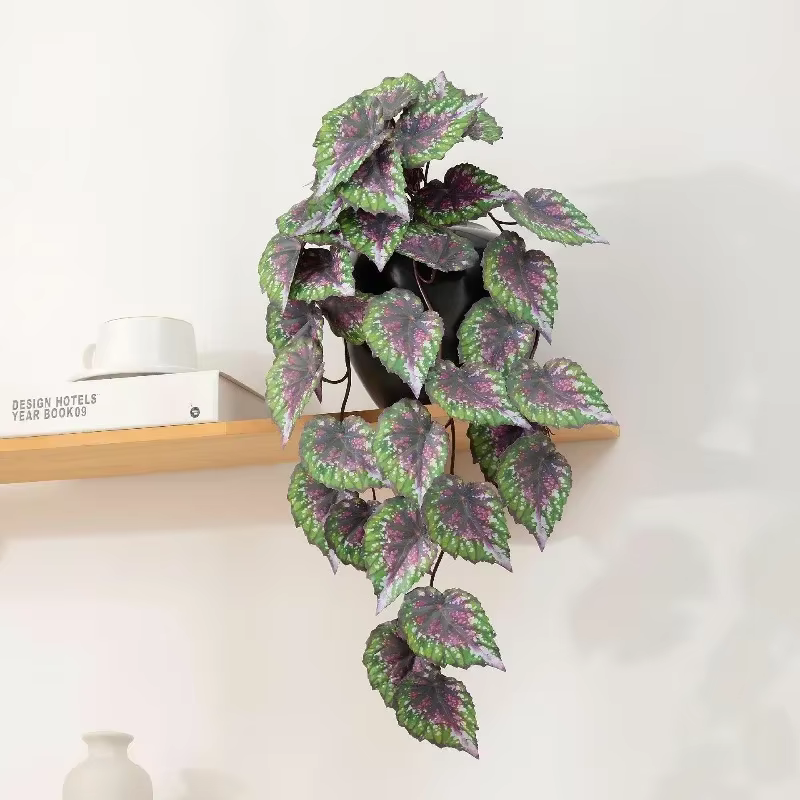3 pièces de plantes vertes artificielles de type feuille de perilla