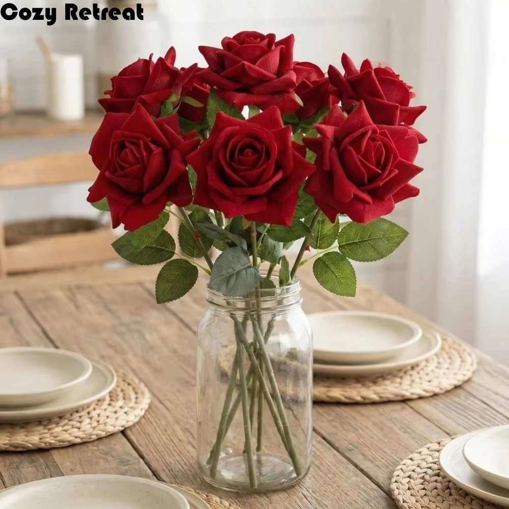 Rose artificielle réaliste au toucher naturel