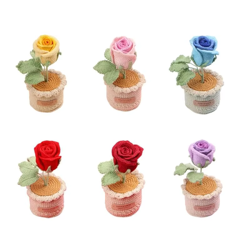 Arrangement fleurs roses Crochet