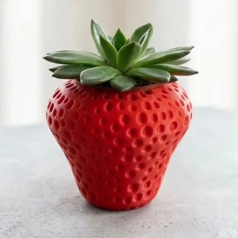 Pot de fleurs en forme de fraise pour rebord de fenêtre
