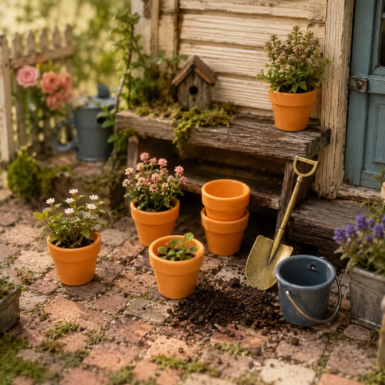 Ensemble de 7 petits pots de fleurs miniatures