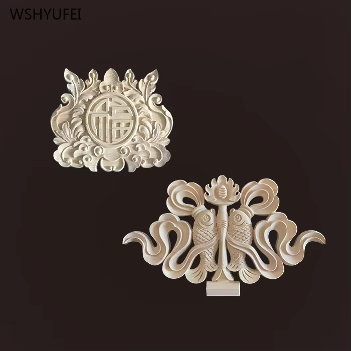 Décalcomanies décoratives en bois pour meubles de maison, fleur d'angle en bois, décalcomanies carimplantées, décoration de fenêtre en bois, vente directe