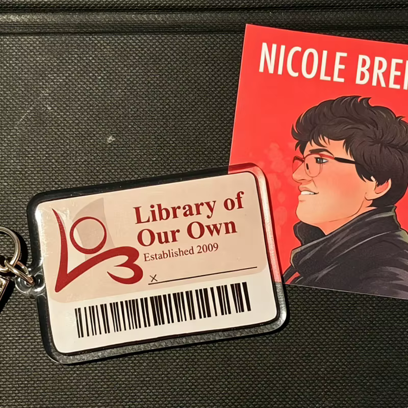 Porte-clés en acrylique avec logo LOOO, thème bibliothèque, cadeau pour les amoureux des livres, pendentif de 2,5 pouces, accessoire de sac