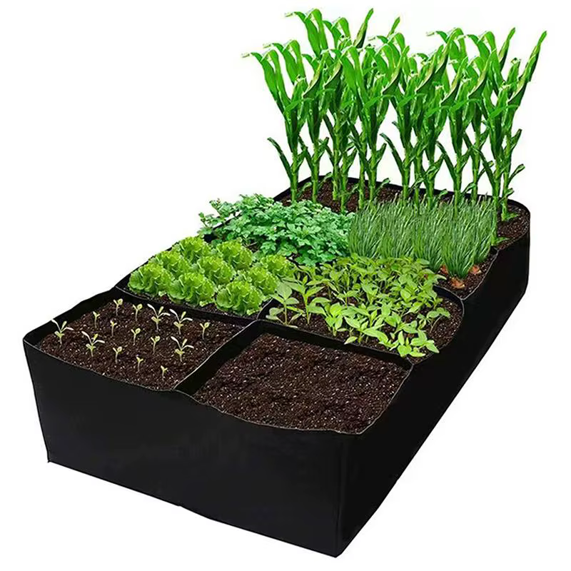 Sac de culture en tissu noir avec 1 à 8 trous, pot de pépinière rectangulaire surélevé réutilisable pour plantes, fleurs et légumes d'extérieur