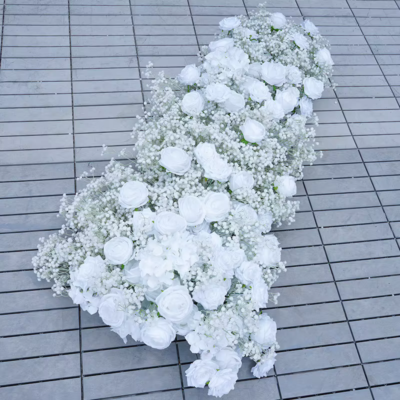 Souffle de bébé Rose fleur rangée décor mariage toile de fond KT conseil cadre Banquet événement scène Arrangement Floral fenêtre affichage H8716