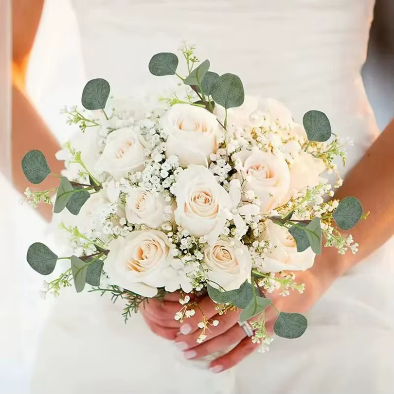 Plantes artificielles feuilles d'eucalyptu tige branche d'eucalyptus Festival couronne Bouquet Floral mariage vacances maison chambre Vase bricolage décor