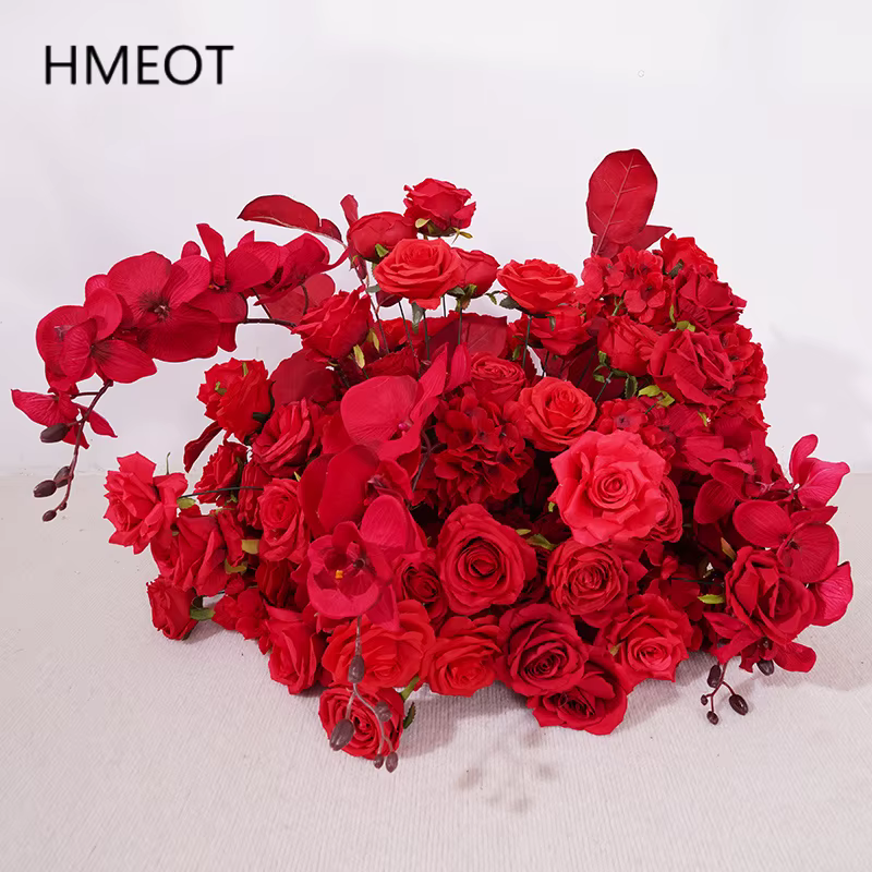 Rose rouge plancher fleur rangée mariage événement Arrangement Floral accessoire fête route plomb décoration fenêtre affichage Photo fournitures H875203