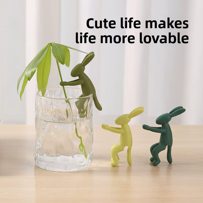 Support de tige de plante en forme de lapin