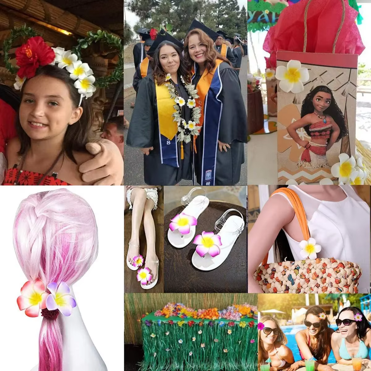 50 pièces 2.4 "mousse blanche frangipanier hawaïen Plumeria artificielle fleur chapeau pinces à cheveux pour la maison fête plage vacances décoration