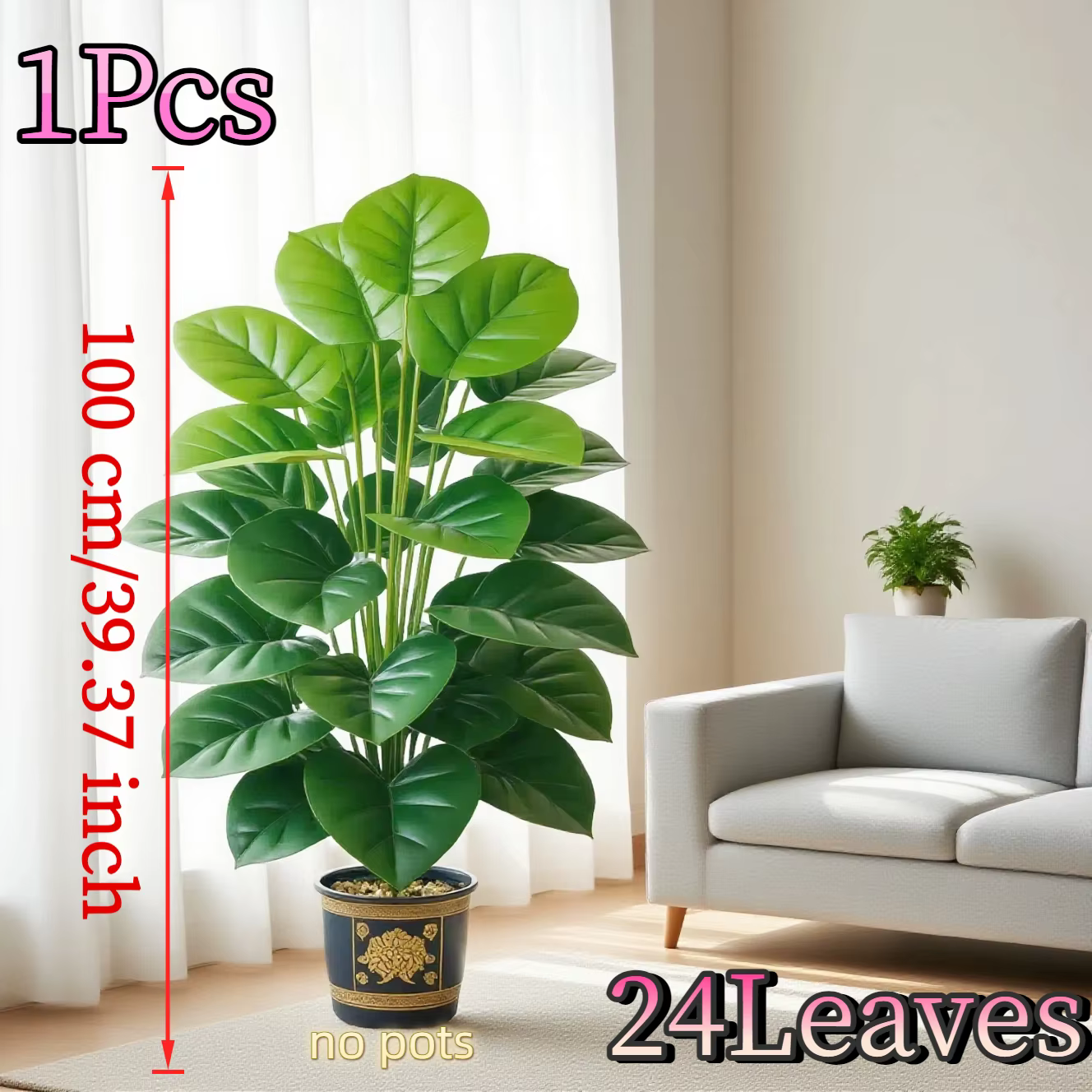 Grande plante de Pothos artificielle avec 24 feuilles