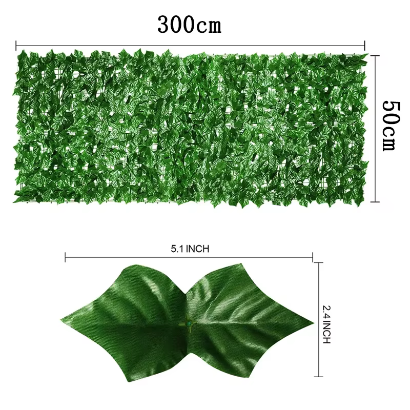 Panneaux de clôture de haie de lierre artificiel de 300cm
