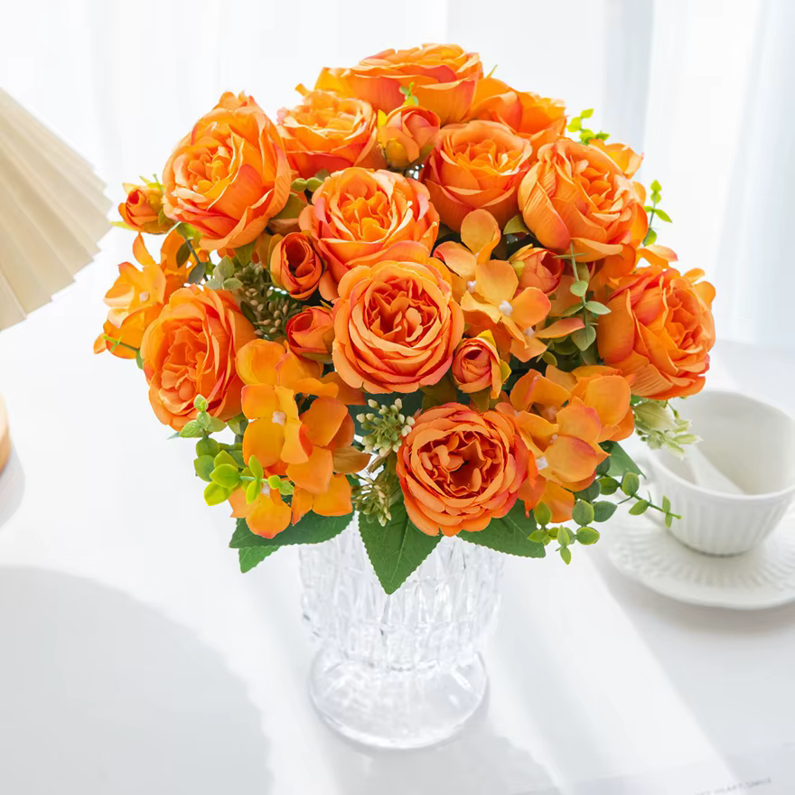 Fleur artificielle de pivoine de soie maison Vase chambre jardin extérieur cour couronne de mariage Bouquet de mariée