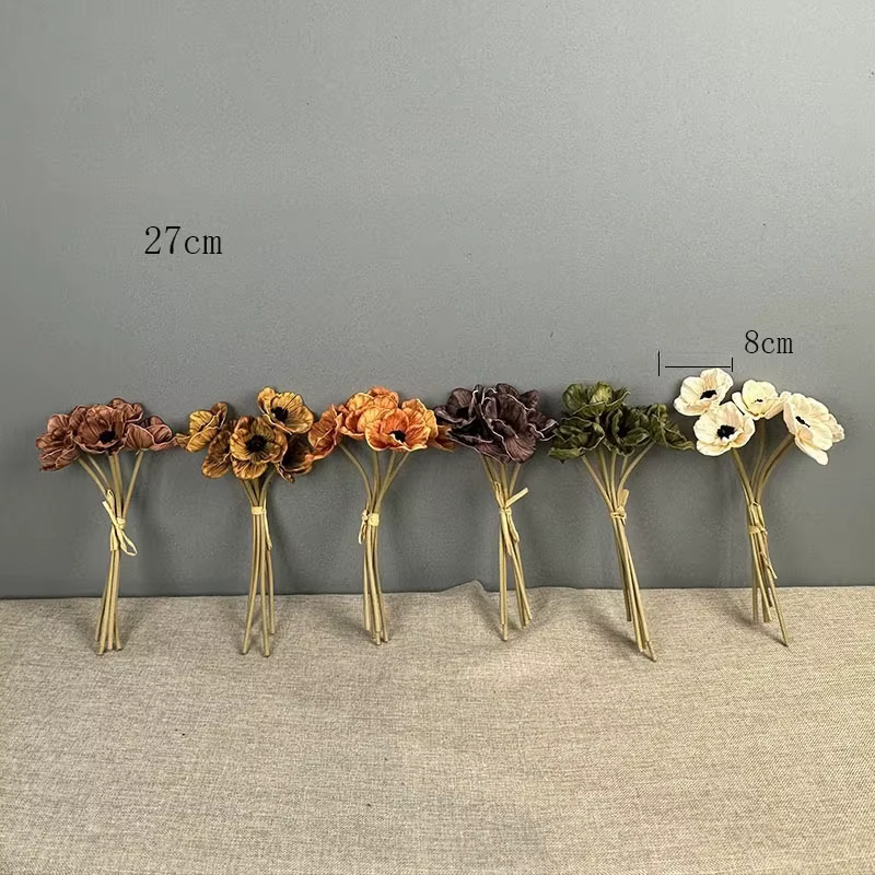 Bouquet de 5 fausses fleurs de coquelicots blancs en PU