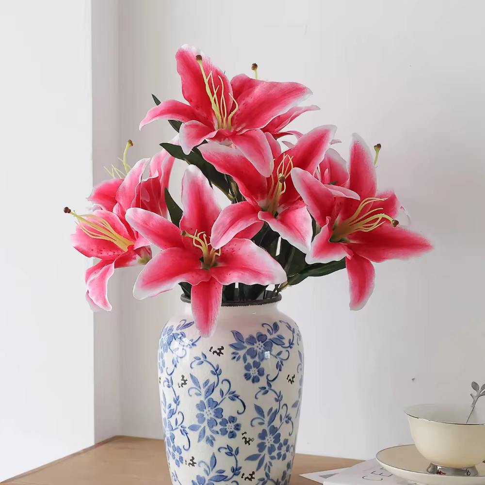 Branche de fleur artificielle de grande taille à 9 têtes