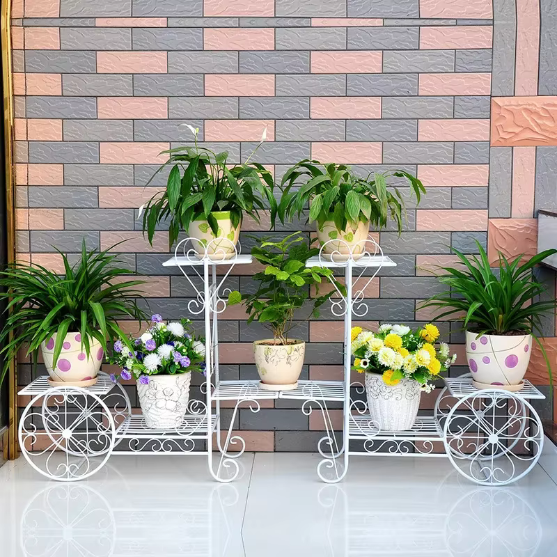 Support à fleurs en fer multi-niveaux pour salon