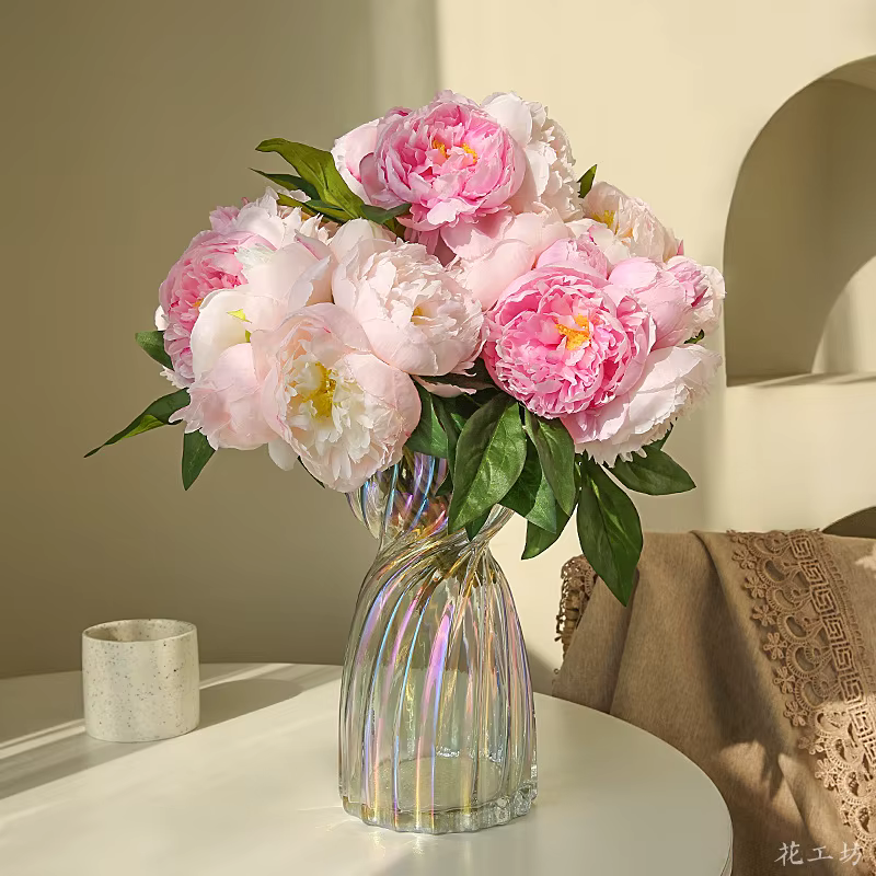 Bouquet de pivoines roses artificielles