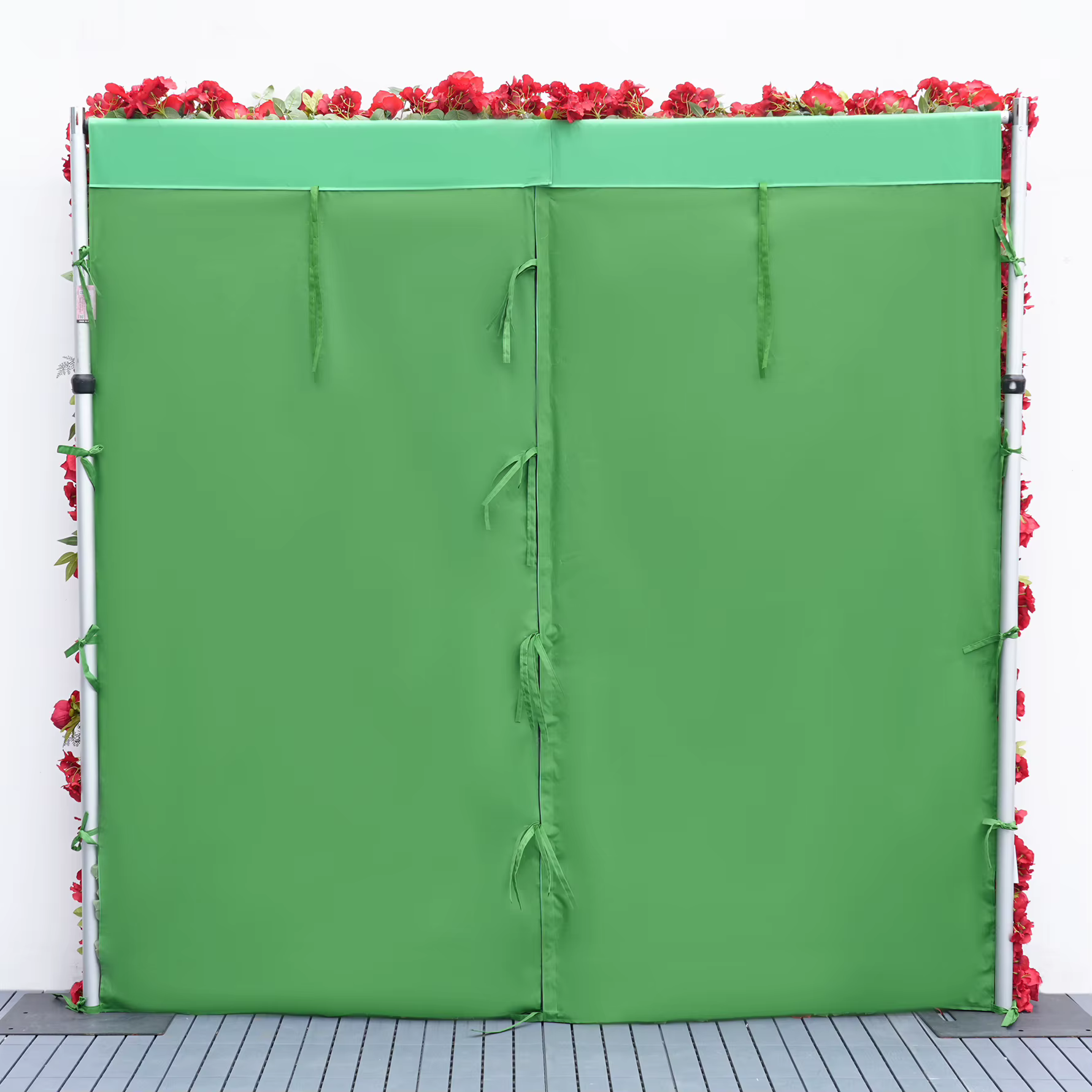 A8937 Rose rouge pivoine feuilles vertes 5D enroulable tissu Base fleur décoration murale mariage toile de fond Arrangement Floral fournitures de Banquet