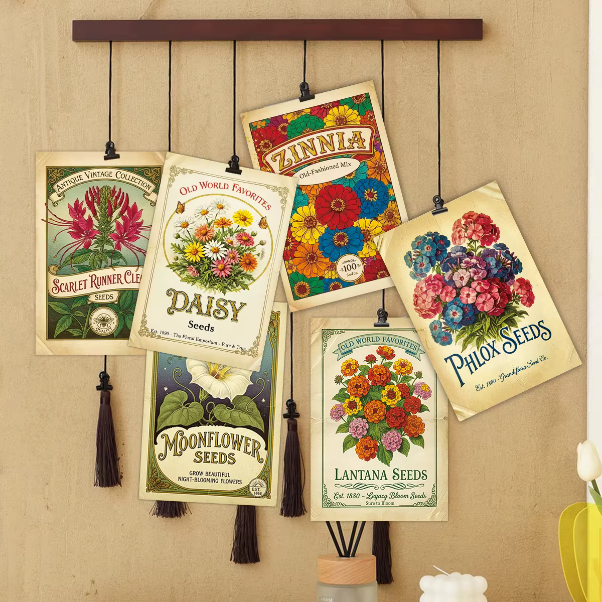 20 cartes de graines de fleurs botaniques vintage pour la décoration esthétique du jardin