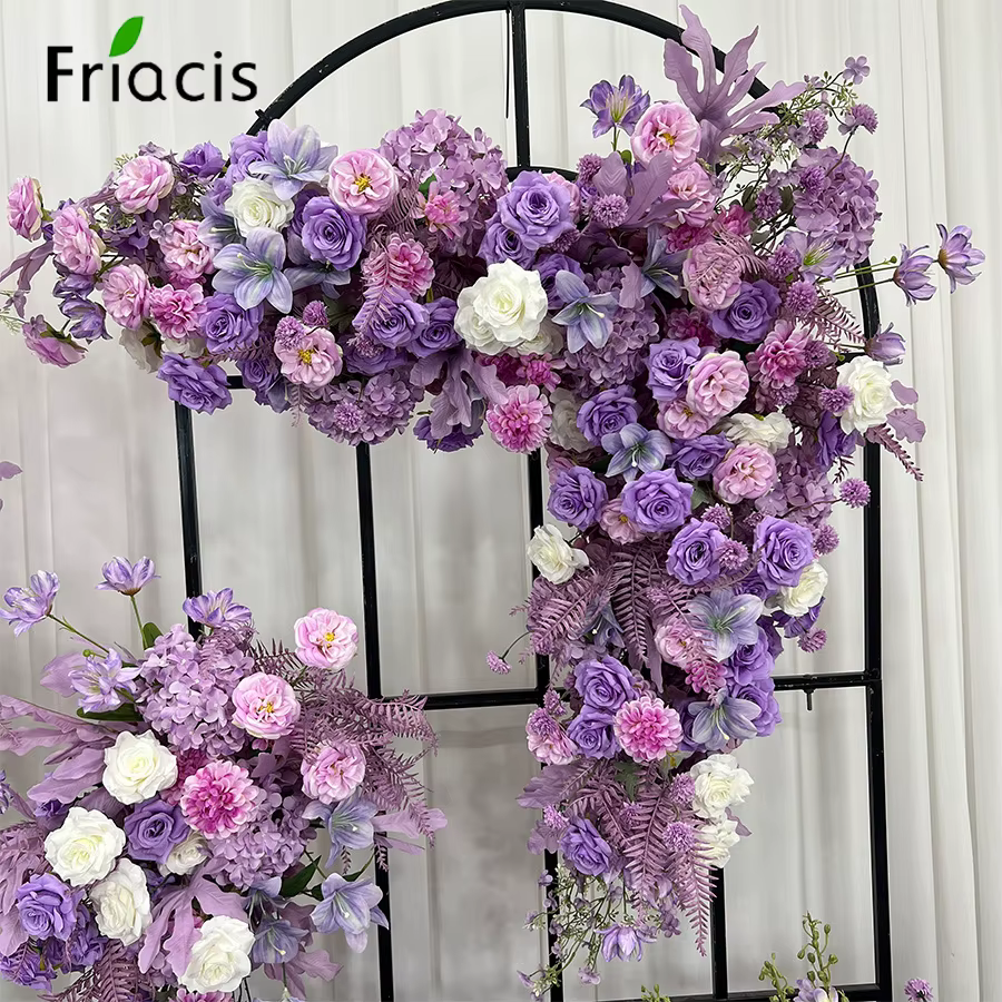 Série violette pivoine Rose jacinthe fleur artificielle rangée suspendue