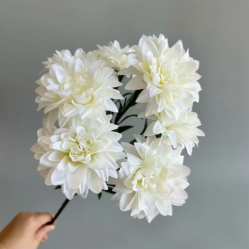 Bouquet de fleurs de Dahlia artificielles à 7 têtes