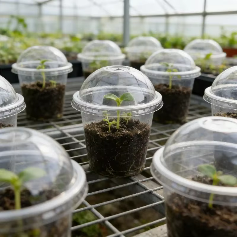 Pots de pépinière transparents avec couvercles