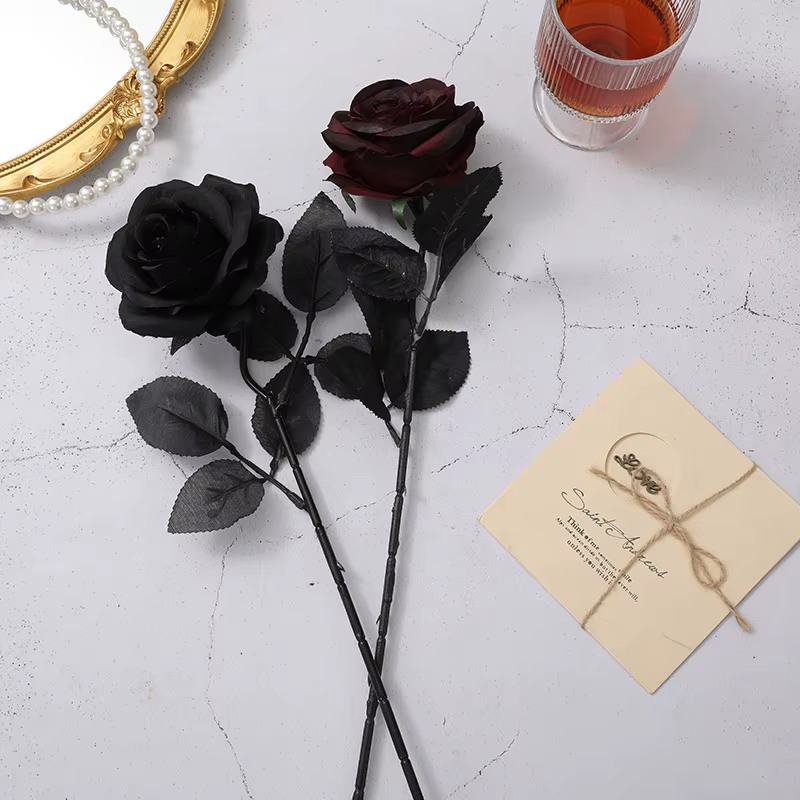 Fleurs artificielles Rose bordeaux noir