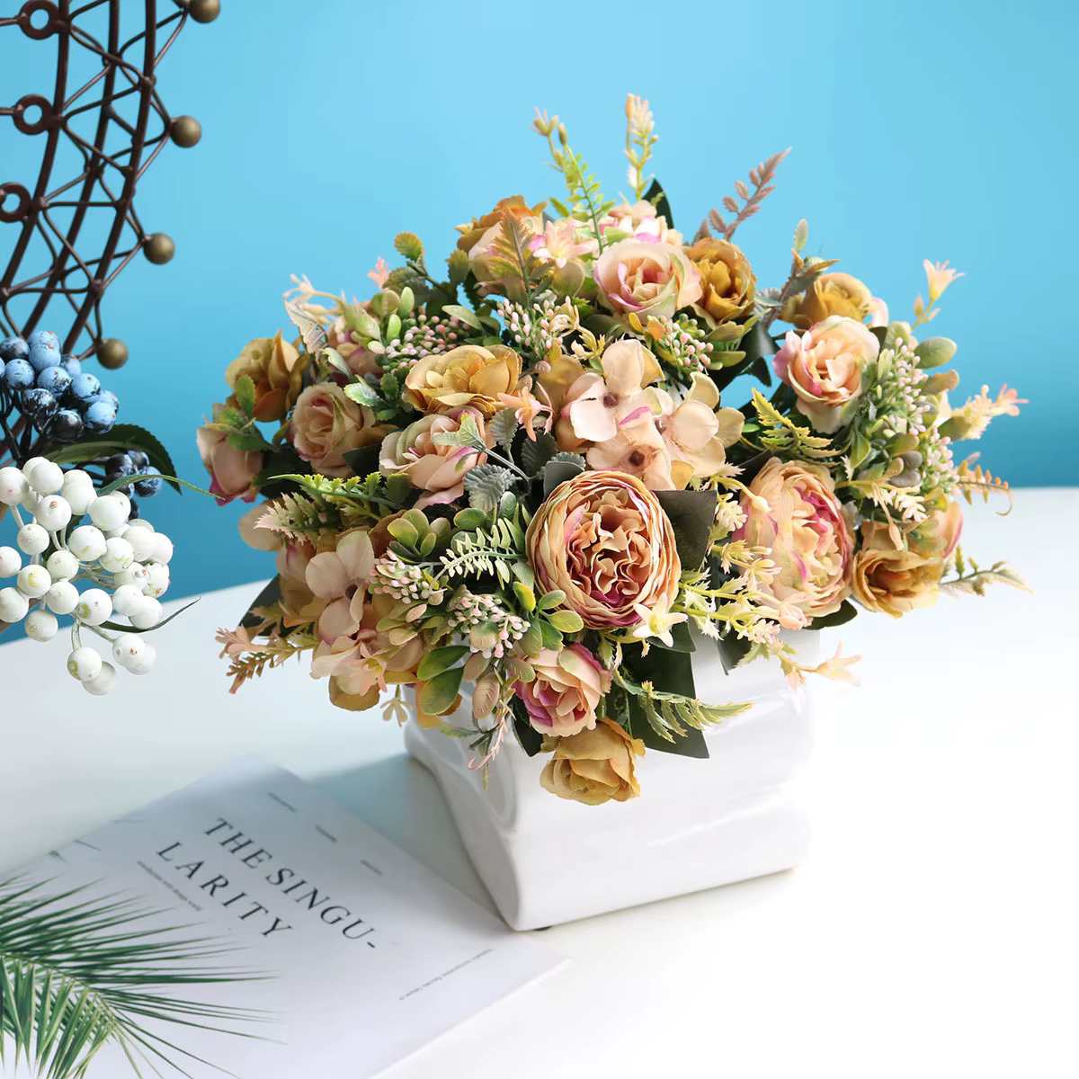 Pivoines Rose fleurs artificielles automne fausse pivoine soie hortensia