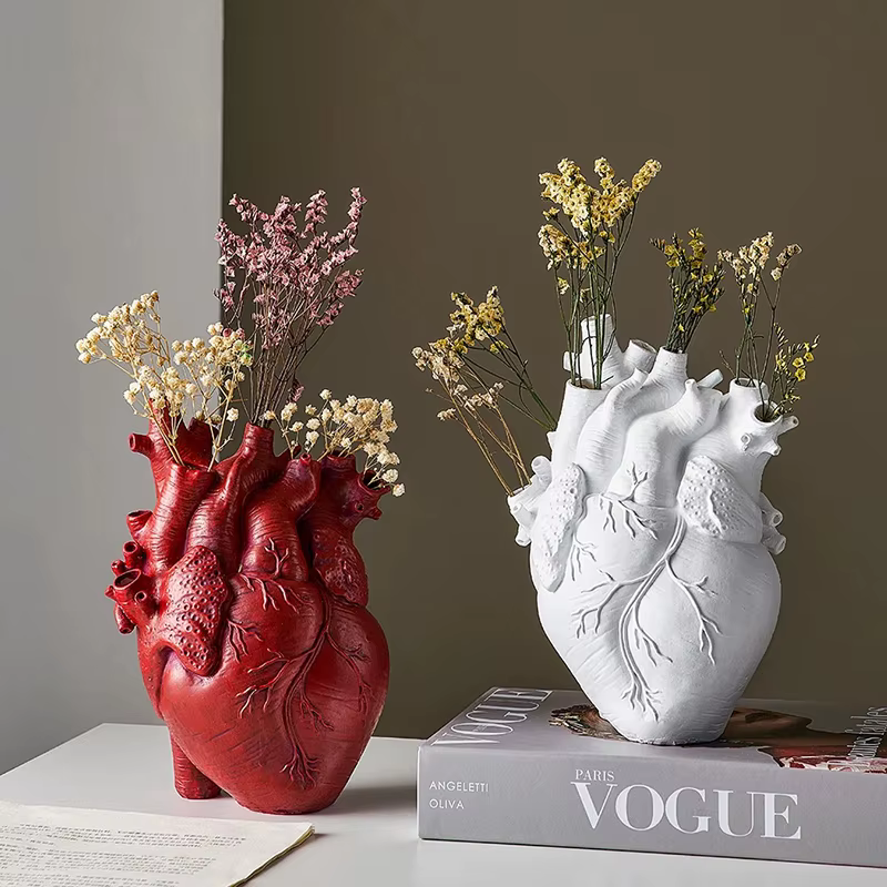 Simulation coeur Vase pot de fleurs résine ornement Arts et artisanat originalité maison bureau Arrangement