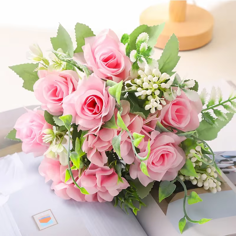 Bouquet de Roses Artificielles pour Décoration Intérieure