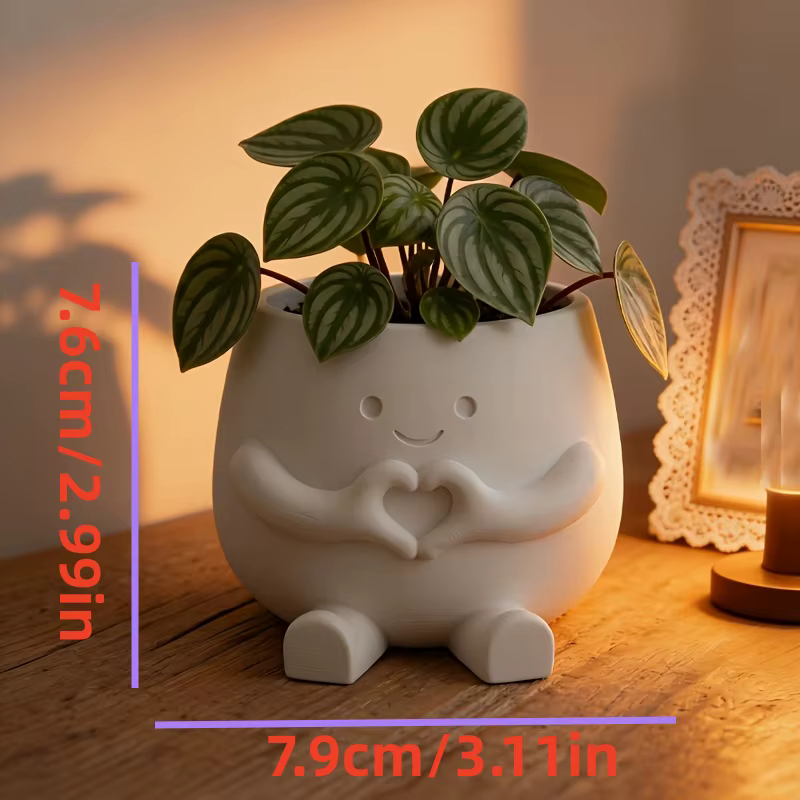 Ensemble de 3 pots de fleurs en forme de cœur imprimés en 3D