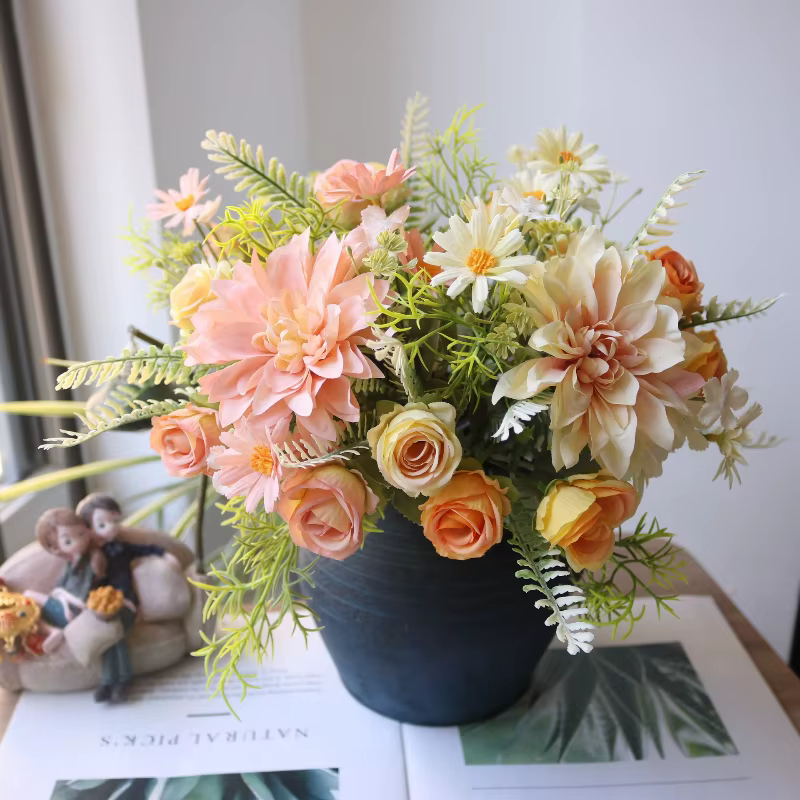 Bouquet de Roses artificielles en soie